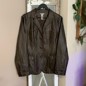 Liz&co Womens Jacket, Liz & Co. Faux Leather, Brown, Size X Large - NWOT .